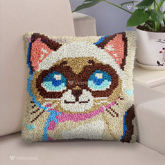 Siamese Cat Latch Hook Pillow Kits