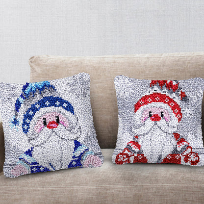 Kit de almohada navideña con gancho de cierre de gnomo azul de dibujos animados para adultos, principiantes y niños