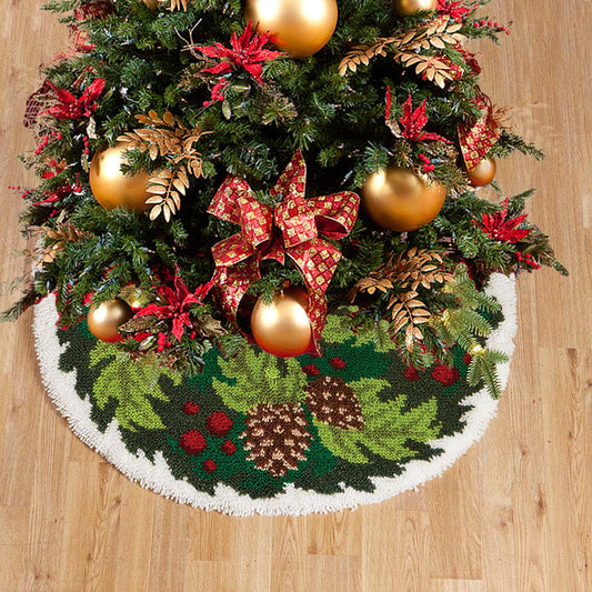 Kit de ganchillo para faldas de árbol de Navidad de acebo y pino para principiantes