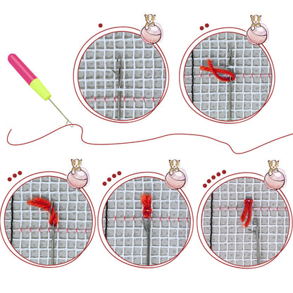 20 x 15 Inch Latch Hook Rug Mesh Canvas Set with Backing and Hook Needle