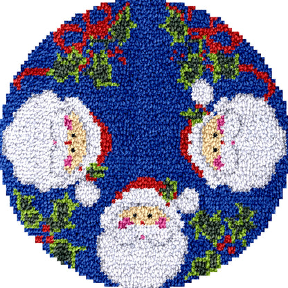 Happy Santa Christmas Tree Skirts Latch Hook Kit for Beginner