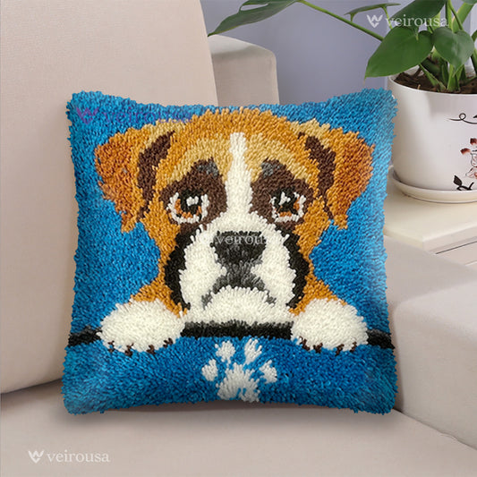 Boxer Puppy - Latch Hook Pillow Kit