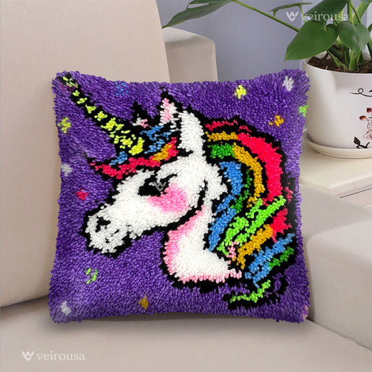 Unicorn Princess Latch Hook Pillow Kit for Adult, Beginner and Kid