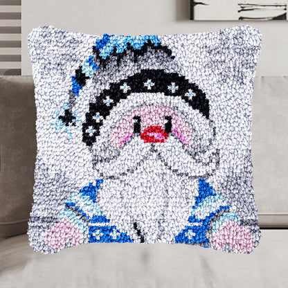 Kit de almohada navideña con gancho de cierre de gnomo azul de dibujos animados para adultos, principiantes y niños