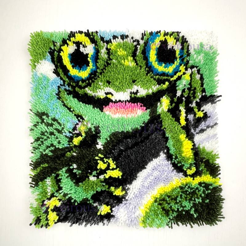 Naughty Frog Latch Hook Pillow Kit for Adult, Beginner and Kid