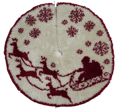 Santa's Sleigh Christmas Tree Skirts Latch Hook Kit for Beginner