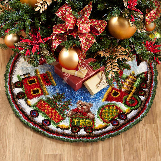 Train Christmas Tree Skirts Latch Hook Kit for Beginner