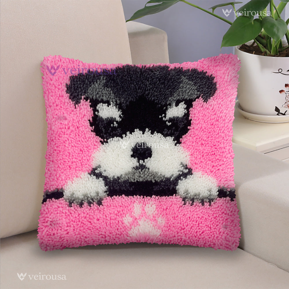 Schnauzer Puppy - Latch Hook Pillow Kit