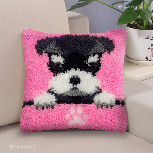 Schnauzer Puppy - Latch Hook Pillow Kit