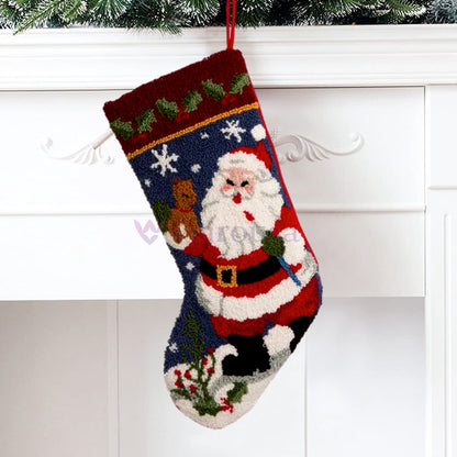 Kit de ganchillo para principiantes: Calcetín navideño de Papá Noel con reno