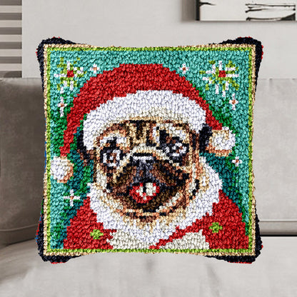 Kit de cierre de gancho para funda de almohada con diseño de bulldog navideño para adultos, principiantes y niños 