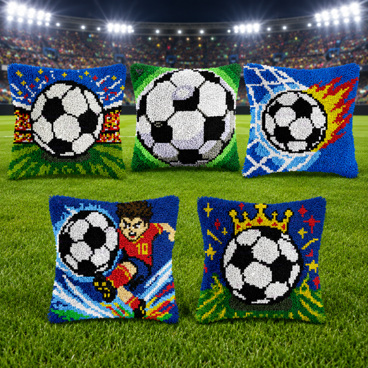 Soccer Ball Latch Hook Pillow Kit