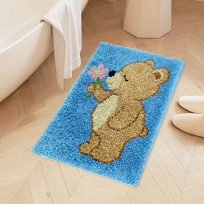 Sweet Bear with Flower Latch Hook Rug Kit