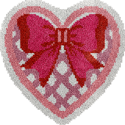 Heart-Shaped Bow - Latch Hook Rug Kit