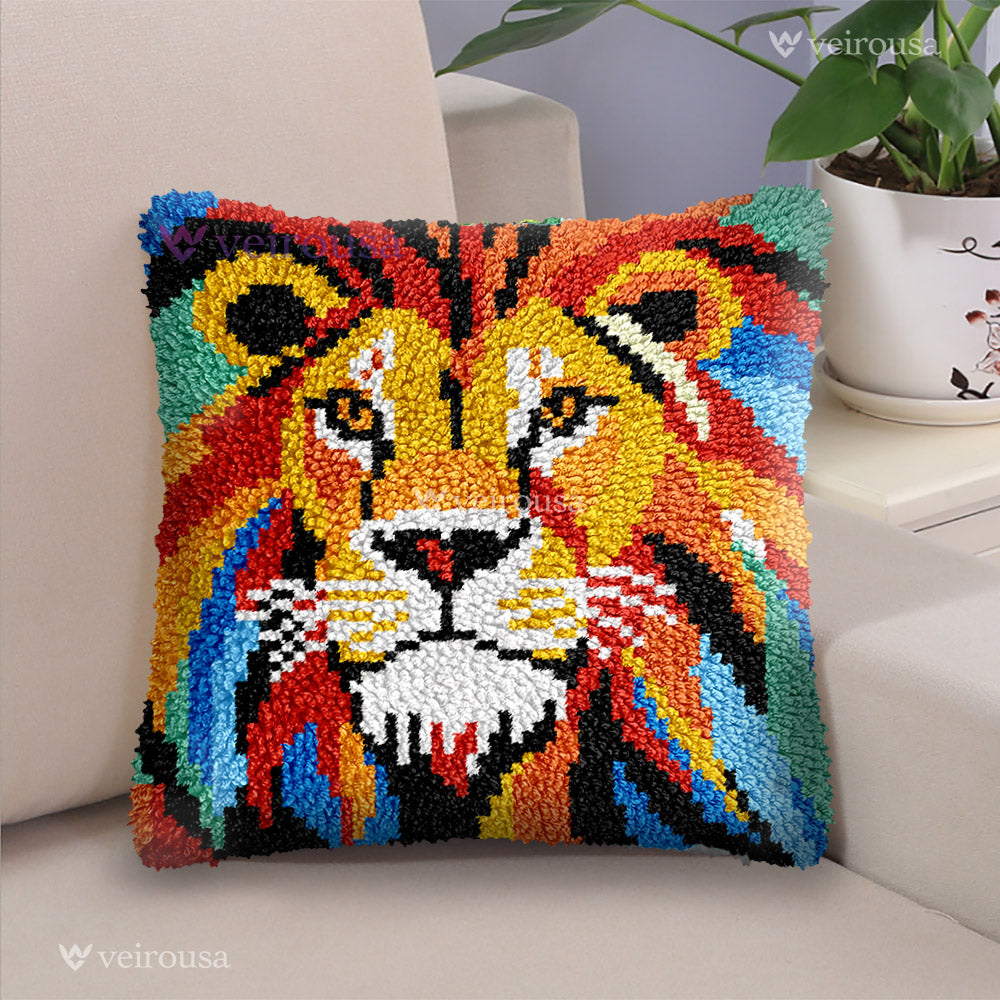 León colorido - Kit de almohada con gancho