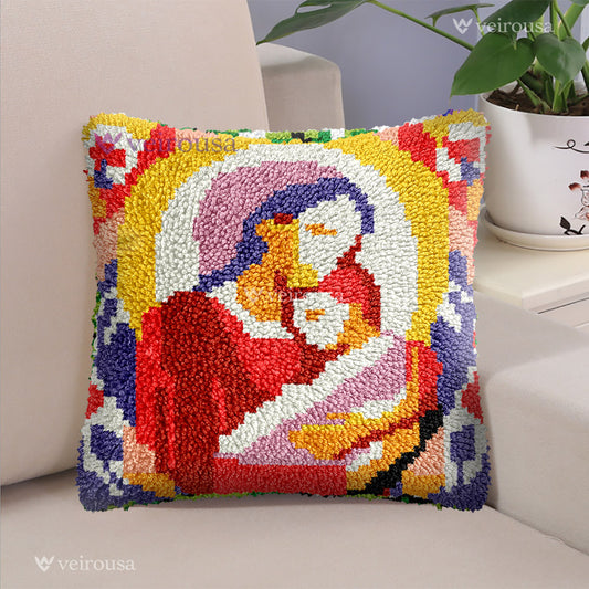 Mother's Day Hug: Mom's Loving Embrace - Latch Hook Pillow Kit