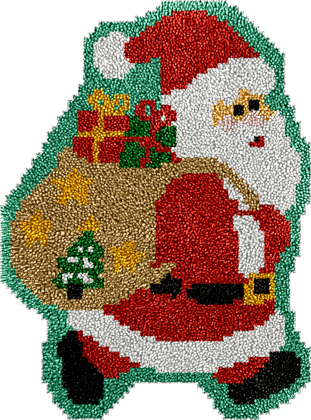 Papá Noel repleto de regalos - Kits de ganchillo para alfombras para principiantes