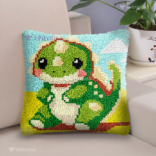 Green Spinosaurus - Latch Hook Pillow Kit