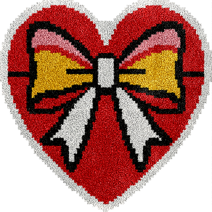 Heart-Shaped Bow - Latch Hook Rug Kit