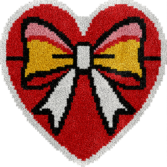 Heart-Shaped Bow - Latch Hook Rug Kit