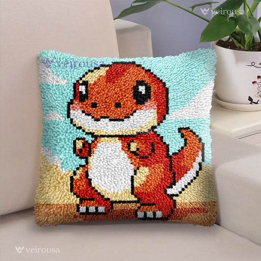 Cute Tyrannosaurus Rex (T-Rex) - Latch Hook Pillow Kit