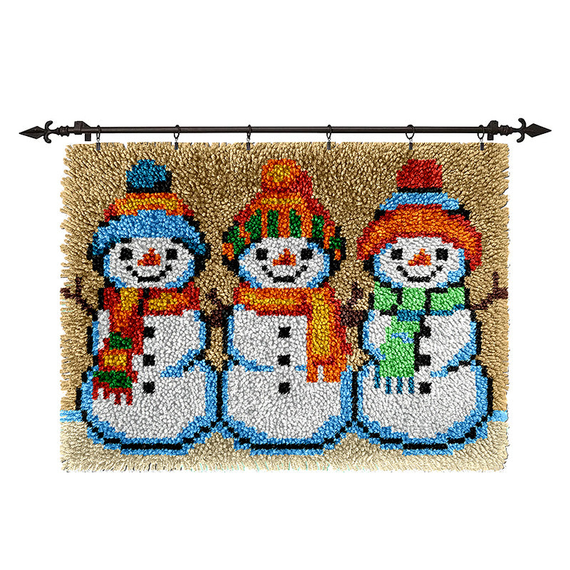 Three Snowmen Rug Latch Hook Kits for Beginners