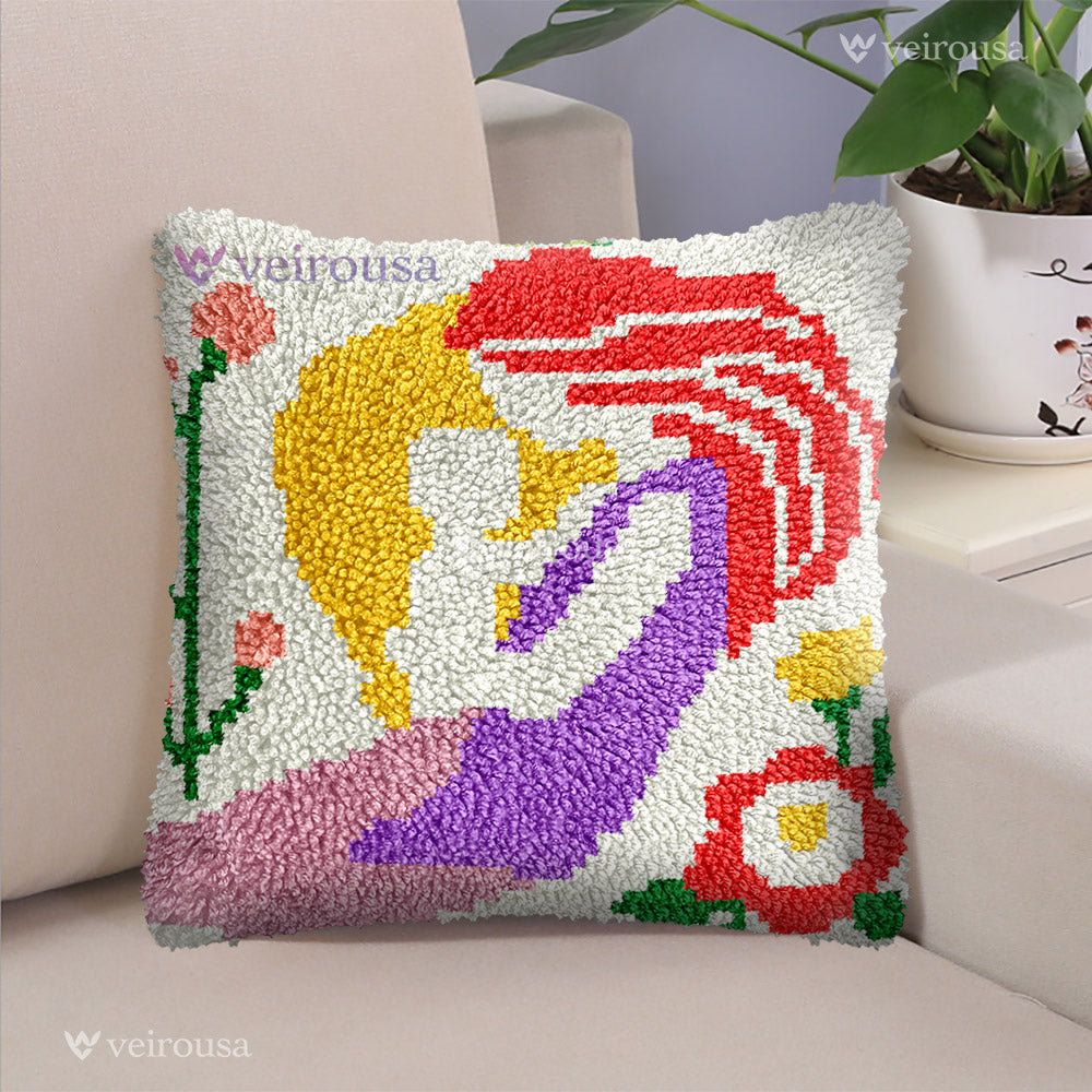 Mother's Day Magic: Mom & Child in Bloom - Latch Hook Pillow Kit
