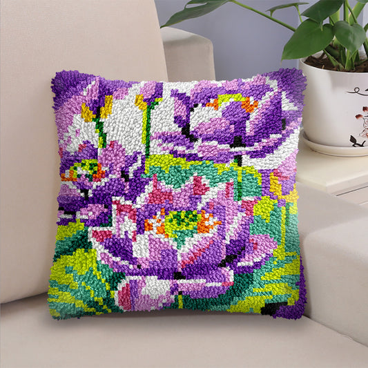 Lotus Flowers - Latch Hook Pillow Kit