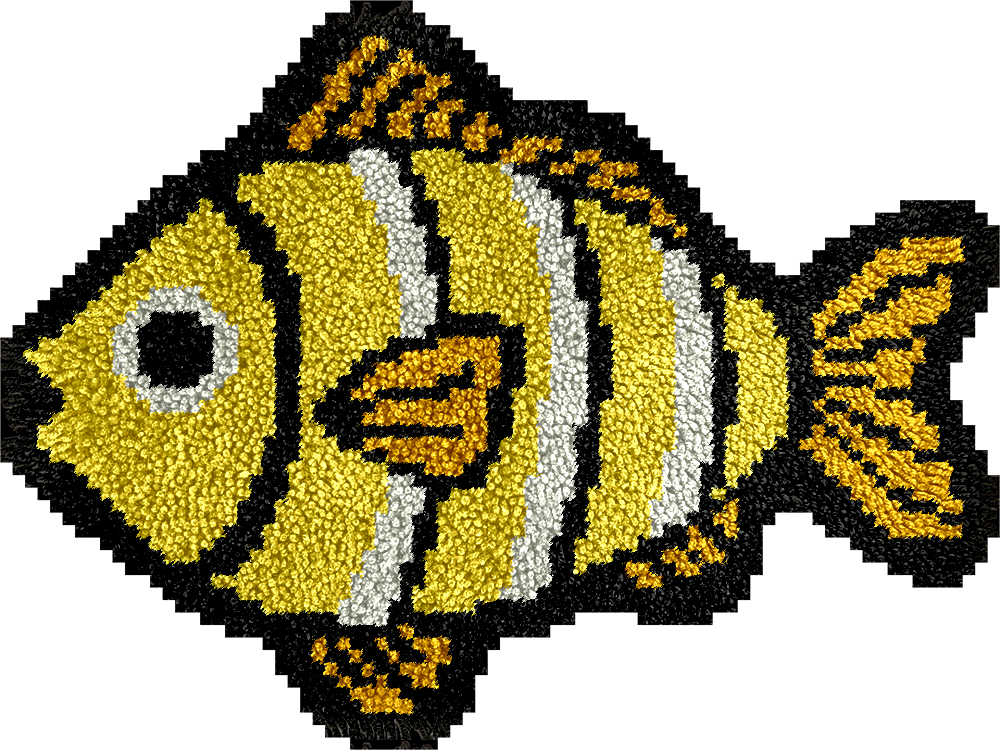 Yellow Fish Latch Hook Rug Kit