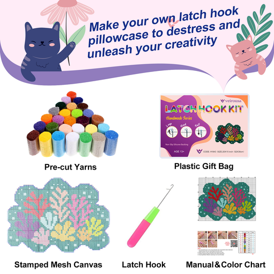 Colorful Coral Latch Hook Rug Kit