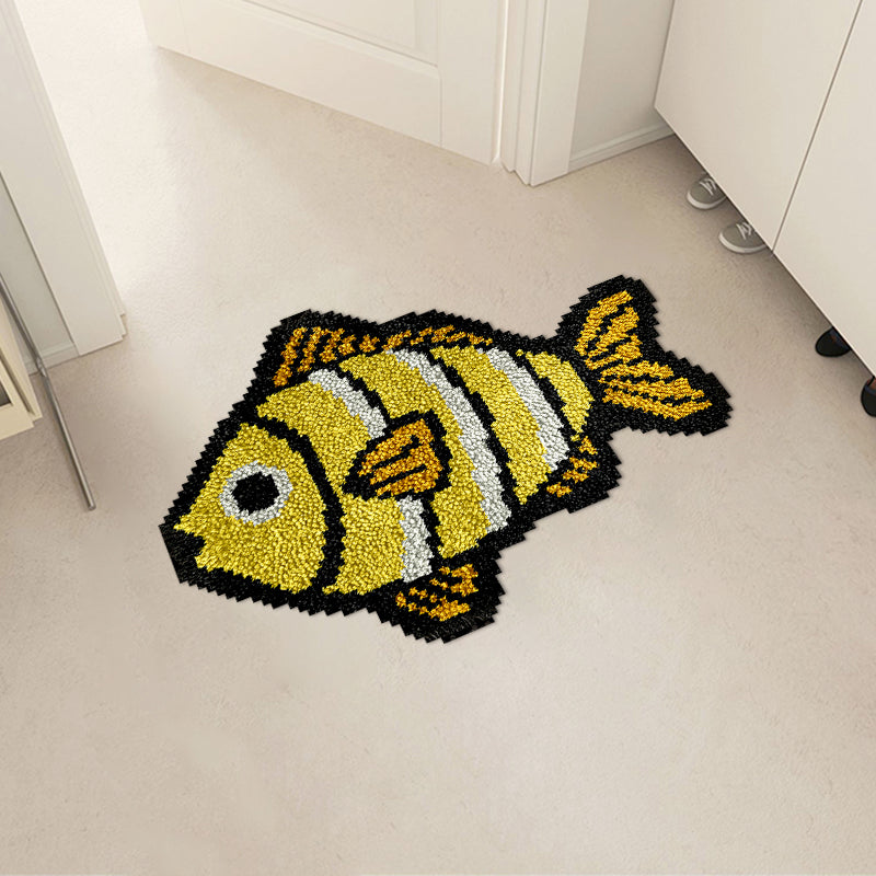 Yellow Fish Latch Hook Rug Kit