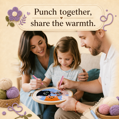 Dinosaur and Penguin -Punch Needle Decor Kit