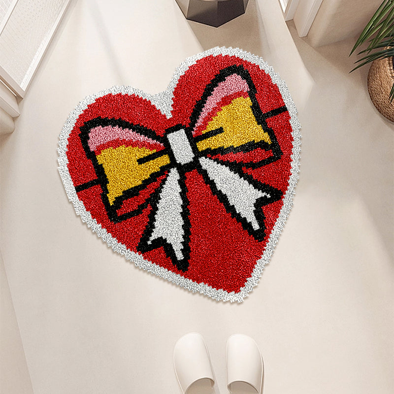 Heart-Shaped Bow - Latch Hook Rug Kit