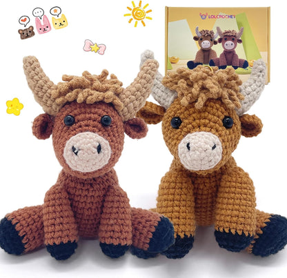 Two Highland Cows Crochet Kit
