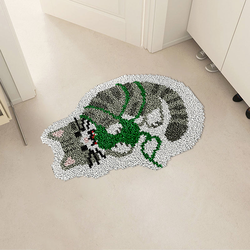 Grey Cat - Kits de crochets pour tapis pour débutants