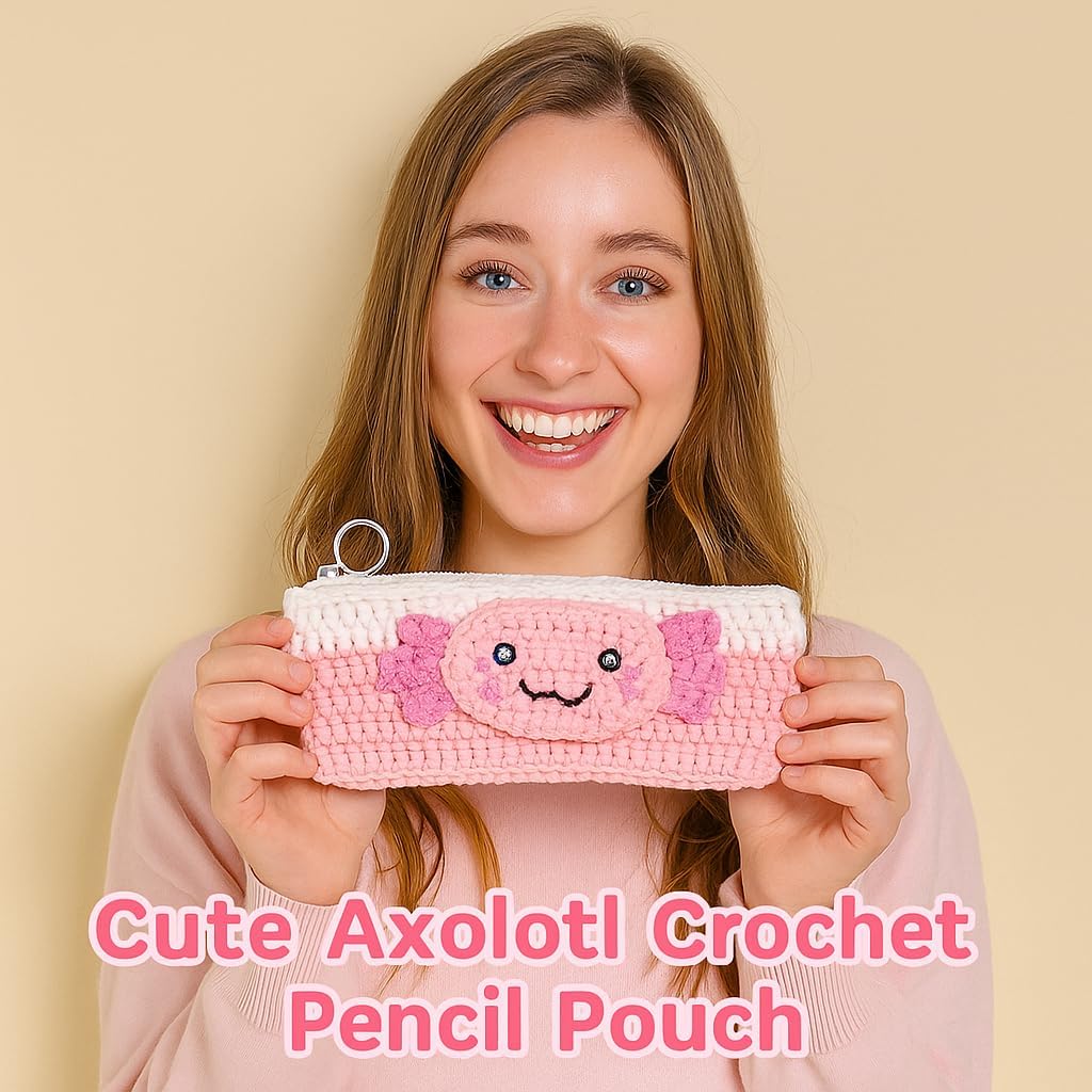 Axolotl Pencil Pouch Crochet Kit