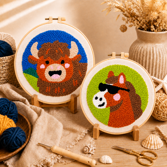 Highland Cow & Horse Punch Needle Kit for Beginners