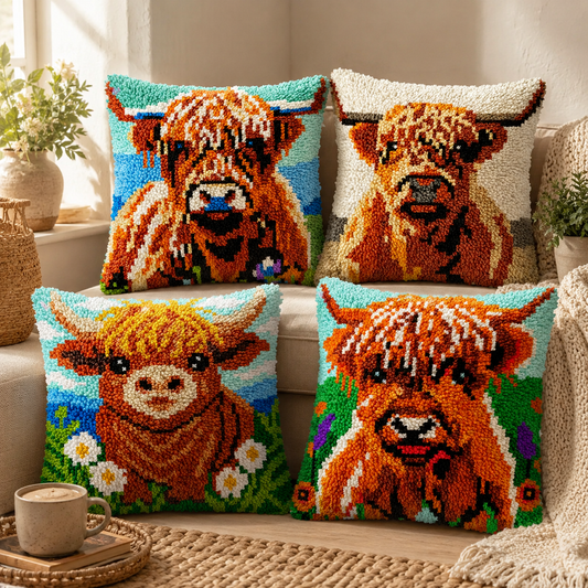 Vaca de las Tierras Altas - Kit de almohada con gancho