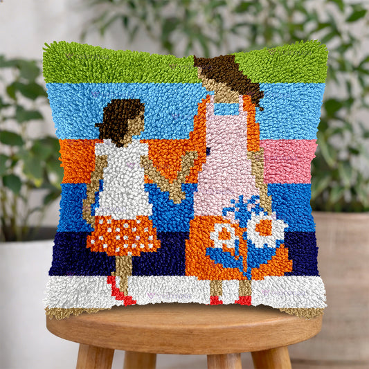 Mom and Daughter Latch Hook Pillow Kit