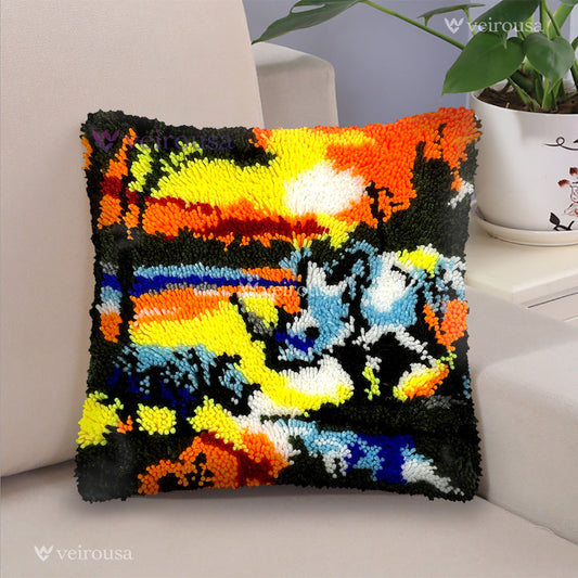 Veirousa African Rhinos Latch Hook Pillow Kit