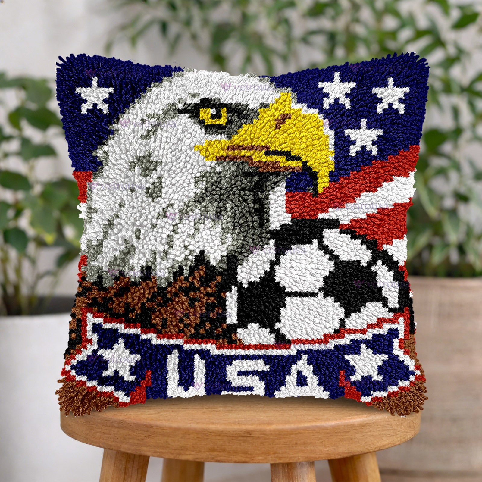 Veirousa American Eagle Soccer Latch Hook Pillow Kit