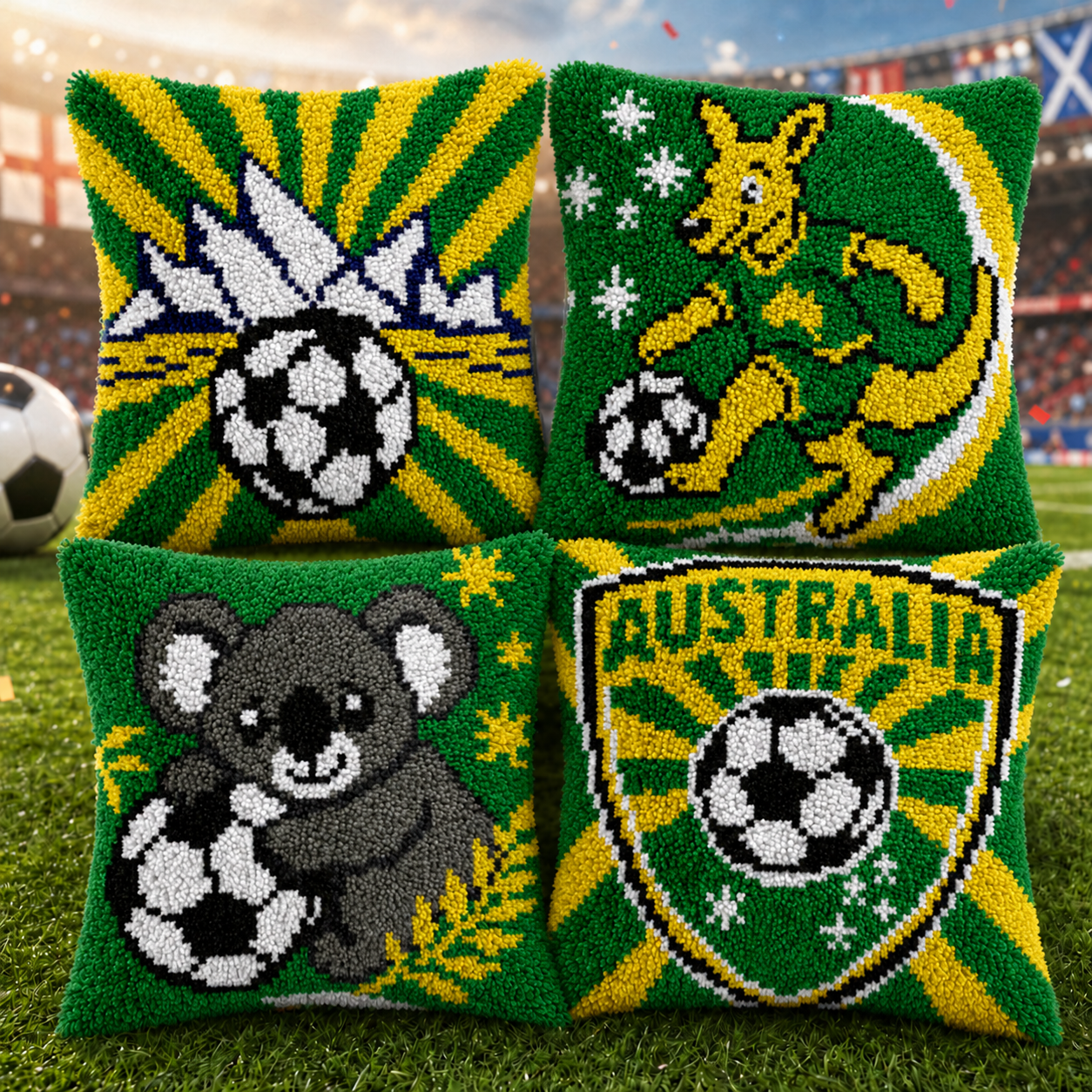 Veirousa Australia Soccer Latch Hook Pillow Kit