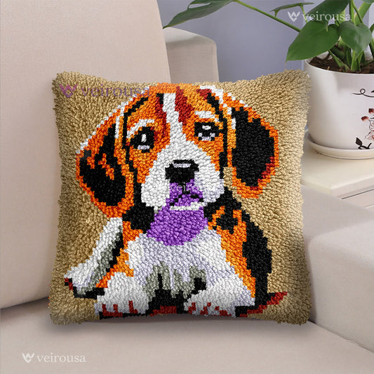Veirousa Beagle Dog Latch Hook Pillow Kit