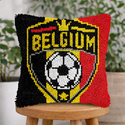 Veirousa Belgium Soccer Team Latch Hook Pillow Kit