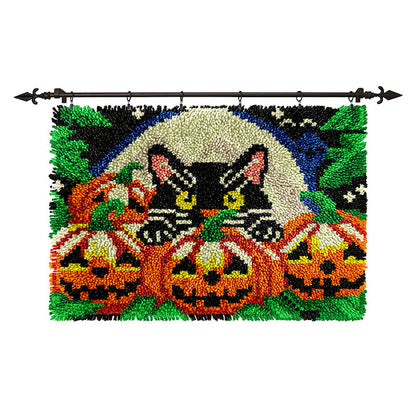 Veirousa Black Cat Halloween Latch Hook Rug Kit