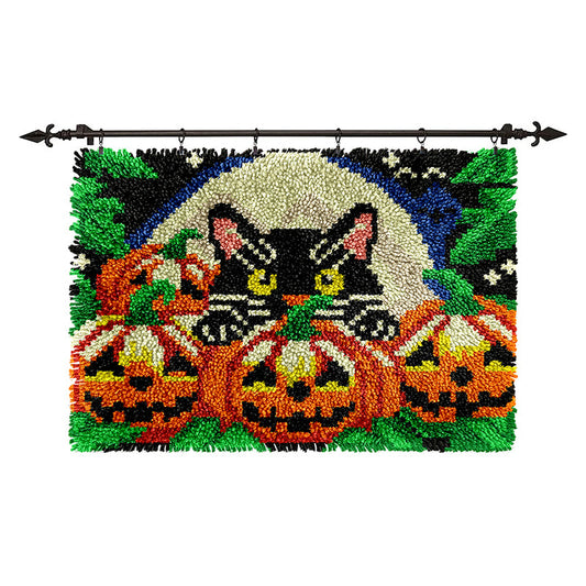 Veirousa Black Cat Halloween Latch Hook Rug Kit