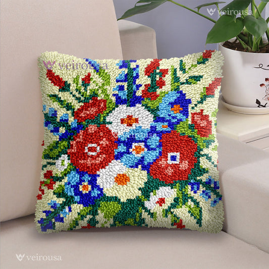 Veirousa Blooming Flowers Latch Hook Pillow Kit