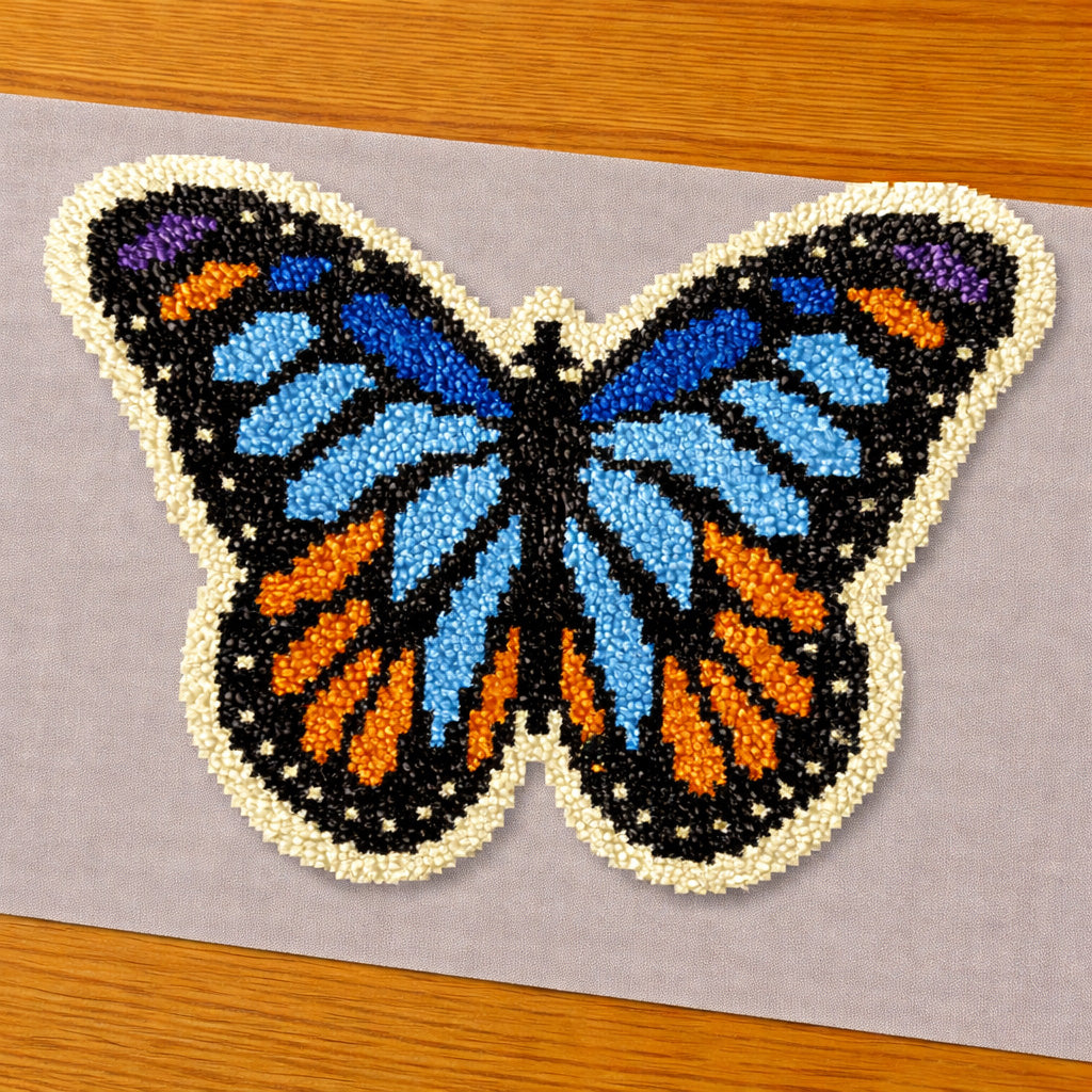 Veirousa Blue And Black Butterfly Latch Hook Rug Kit