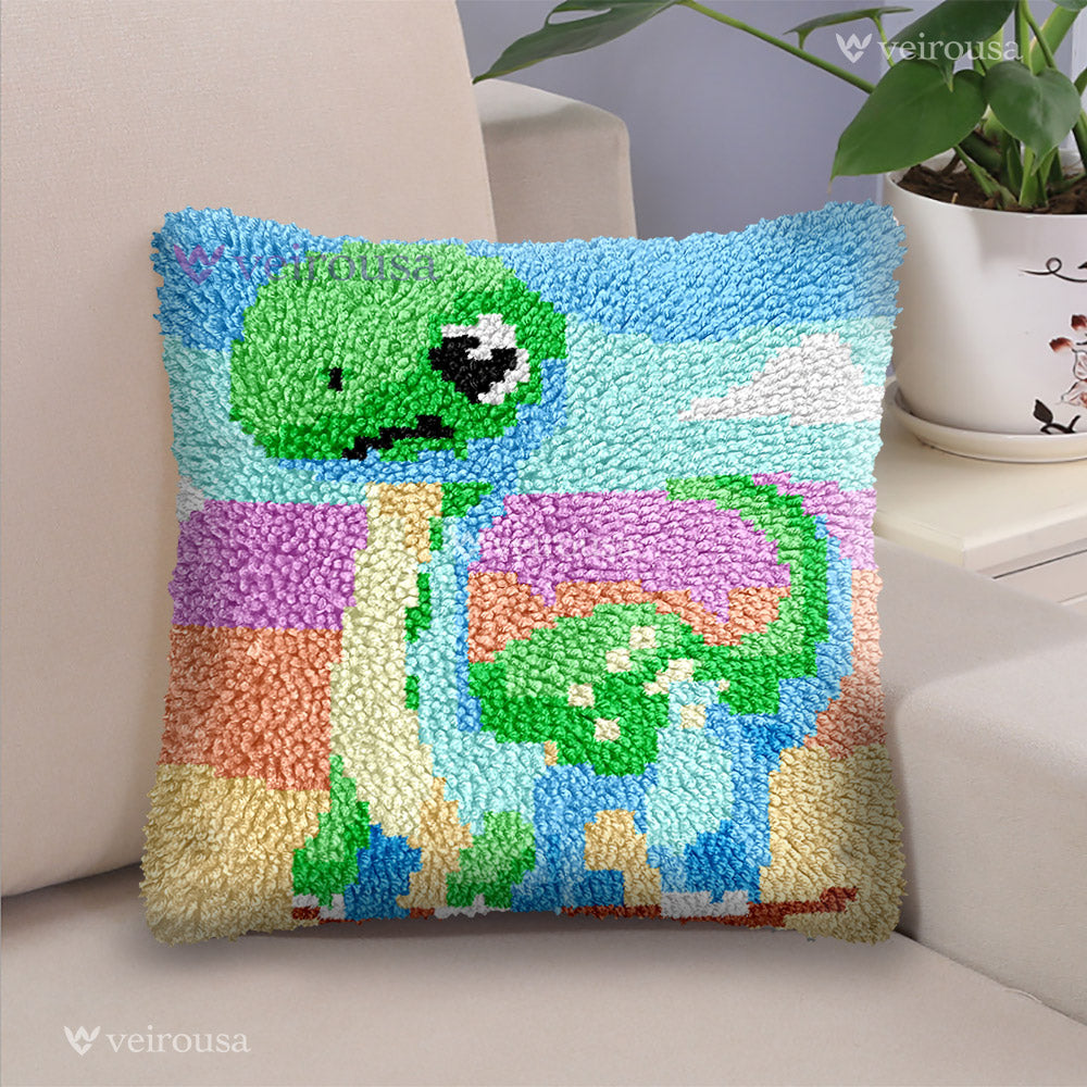 Veirousa Brachiosaurus Dino Latch Hook Pillow Kit