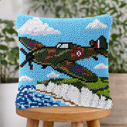 Veirousa Camo Warplane Latch Hook Pillow Kit